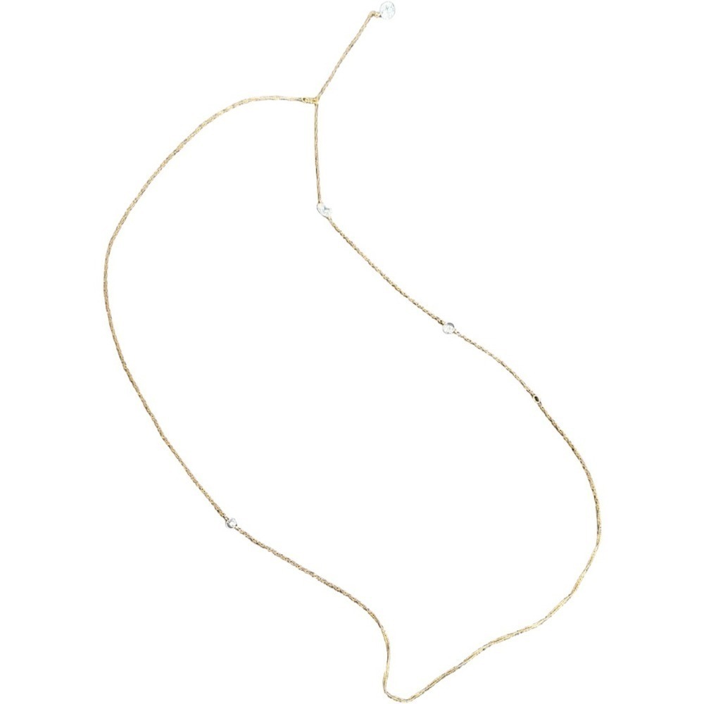 Anthropologie Dainty Floating Gem Adjustable Gold Necklace White Rhinestone